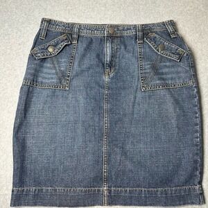 Tommy Hilfiger Denim Mini Skirt‎ Medium Wash Utility Pockets Blue Womens 10